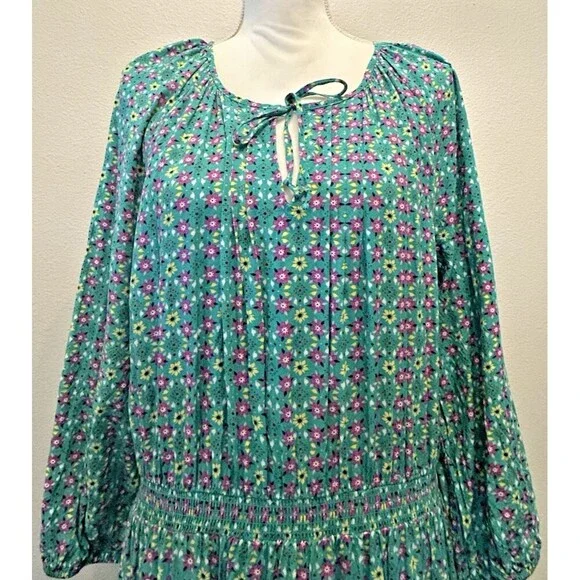 Matilda Jane Age of Aquarius Green Cottage Core Tiered Peasant Dress Size XL - Picture 4 of 11